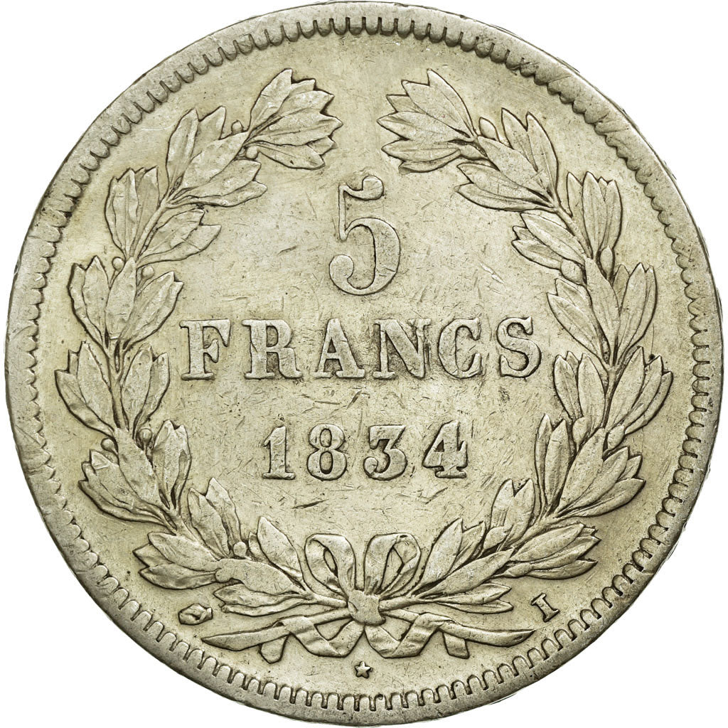 Coin, France, Louis-Philippe, 5 Francs, 1834, Limoges, VF(30-35), Silver