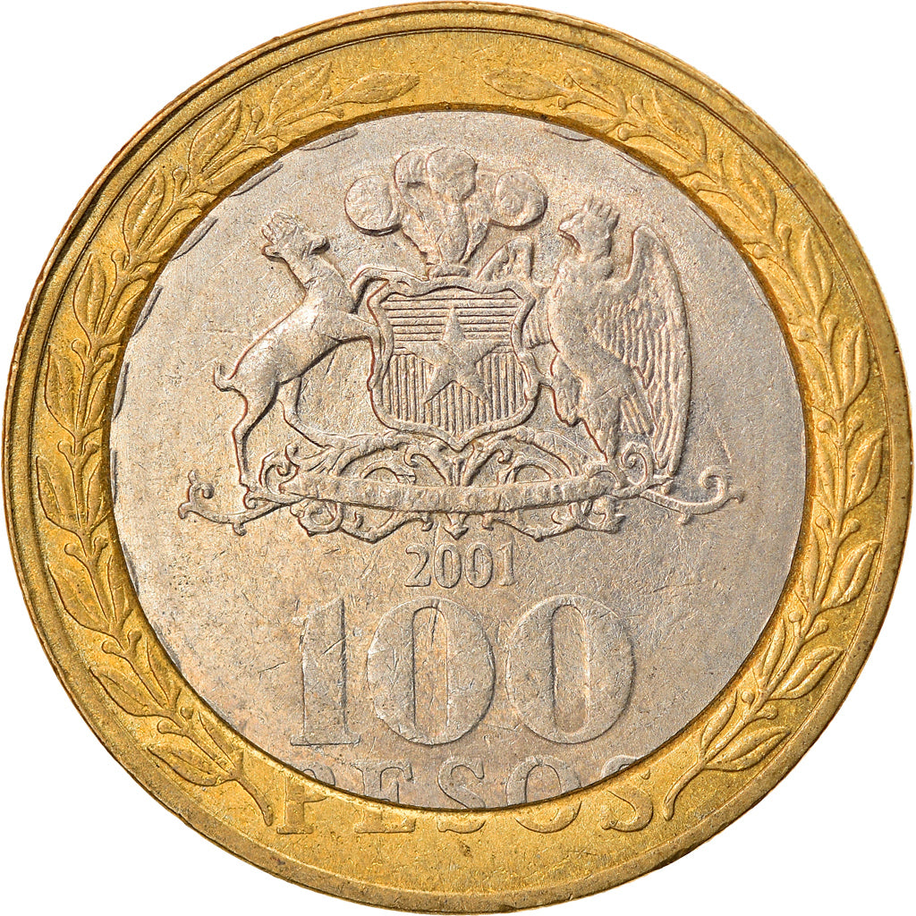 Münze, Chile, 100 Pesos, 2001, Santiago, SS, Bi-Metallic, KM:236