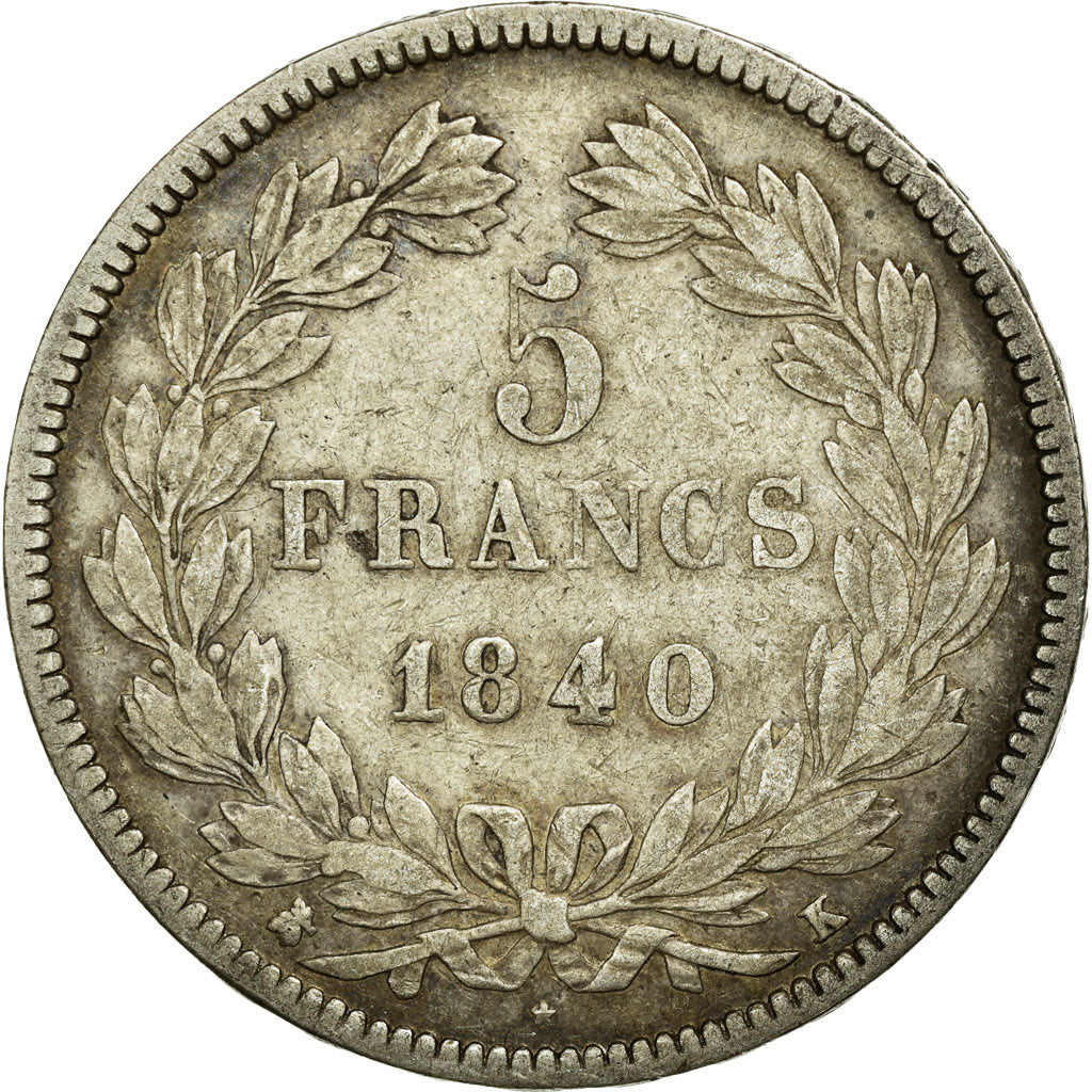 Münze, Frankreich, Louis-Philippe, 5 Francs, 1840, Bordeaux, S, Silber