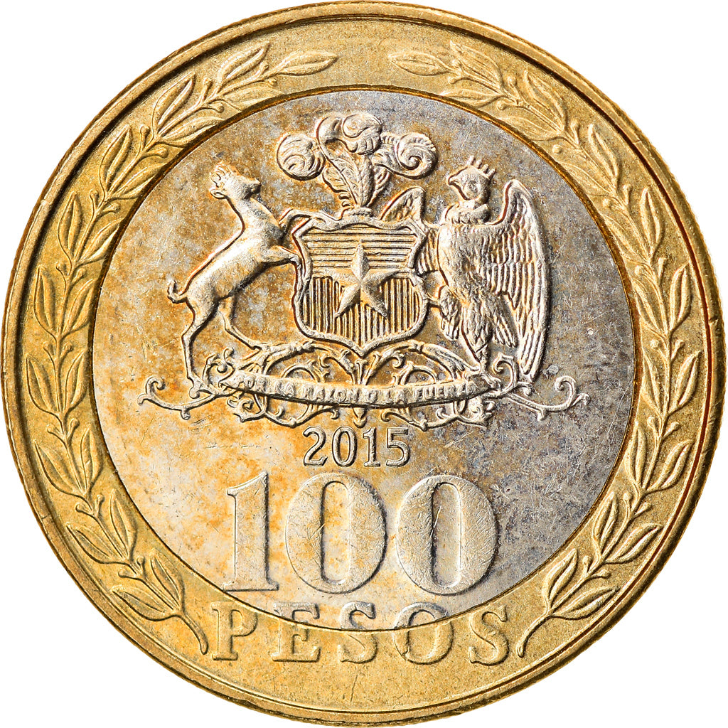 Coin, Chile, 100 Pesos, 2015, Santiago, EF(40-45), Bi-Metallic