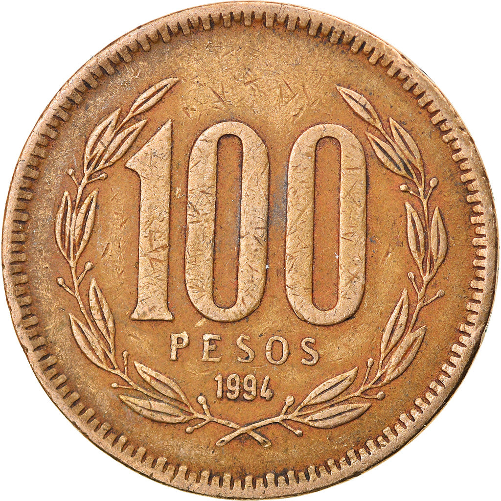 Moneda, Chile, 100 Pesos, 1994, Santiago, MBC, Aluminio - bronce, KM:226.2