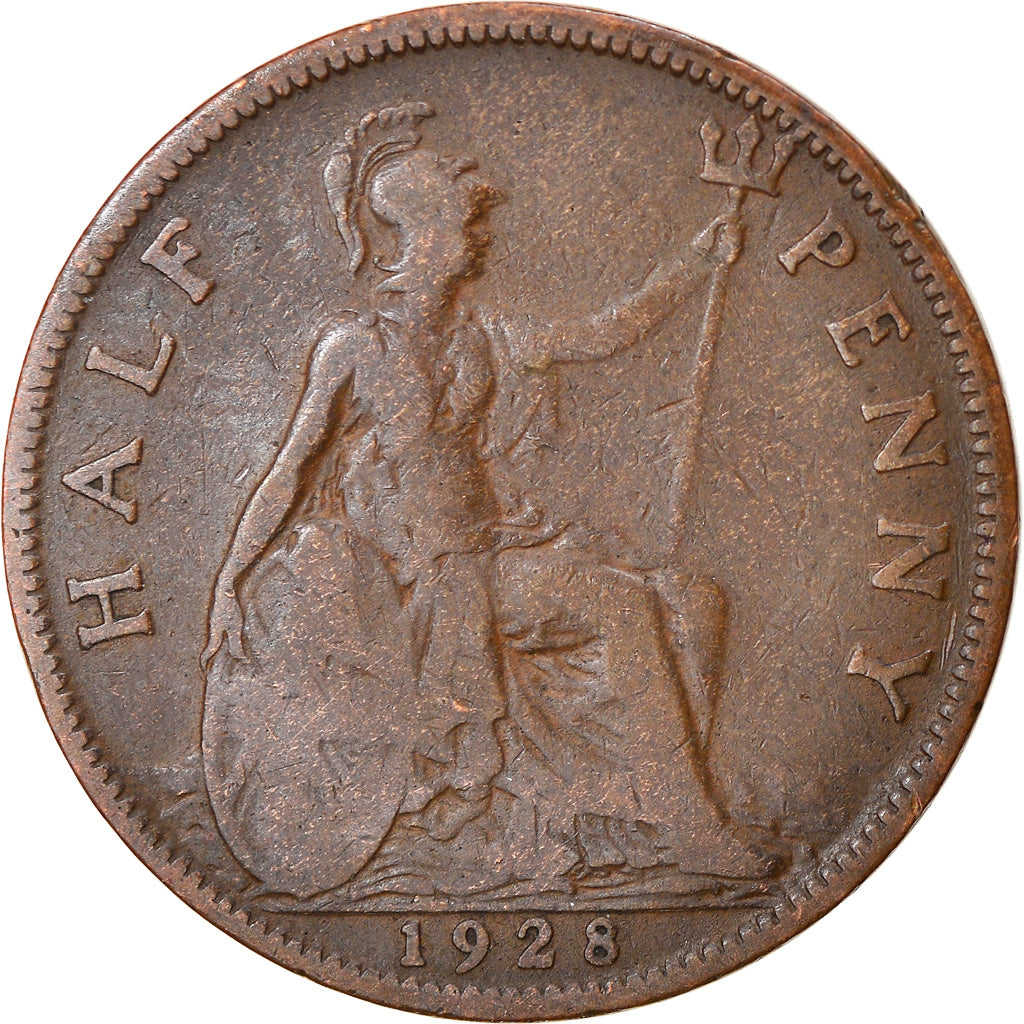 Moneta, Gran Bretagna, George V, 1/2 Penny, 1928, MB+, Bronzo, KM:837