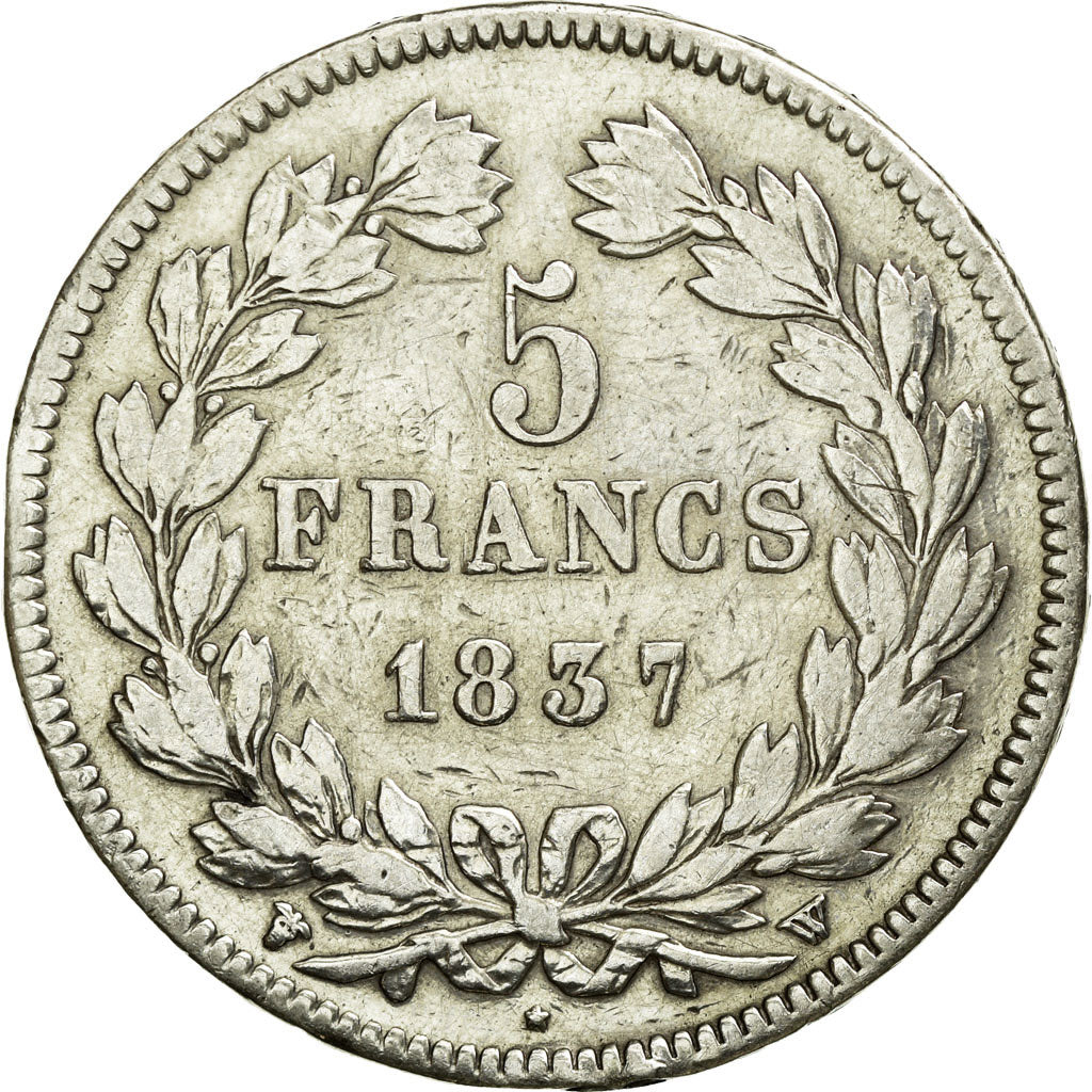 Coin, France, Louis-Philippe, 5 Francs, 1837, Lille, VF(20-25), Silver