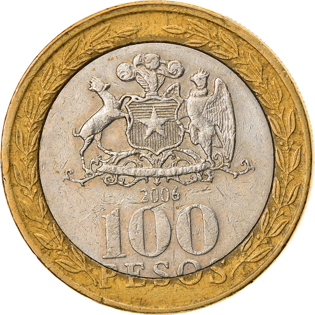 Moneda, Chile, 100 Pesos, 2006, Santiago, BC+, Bimetálico, KM:236