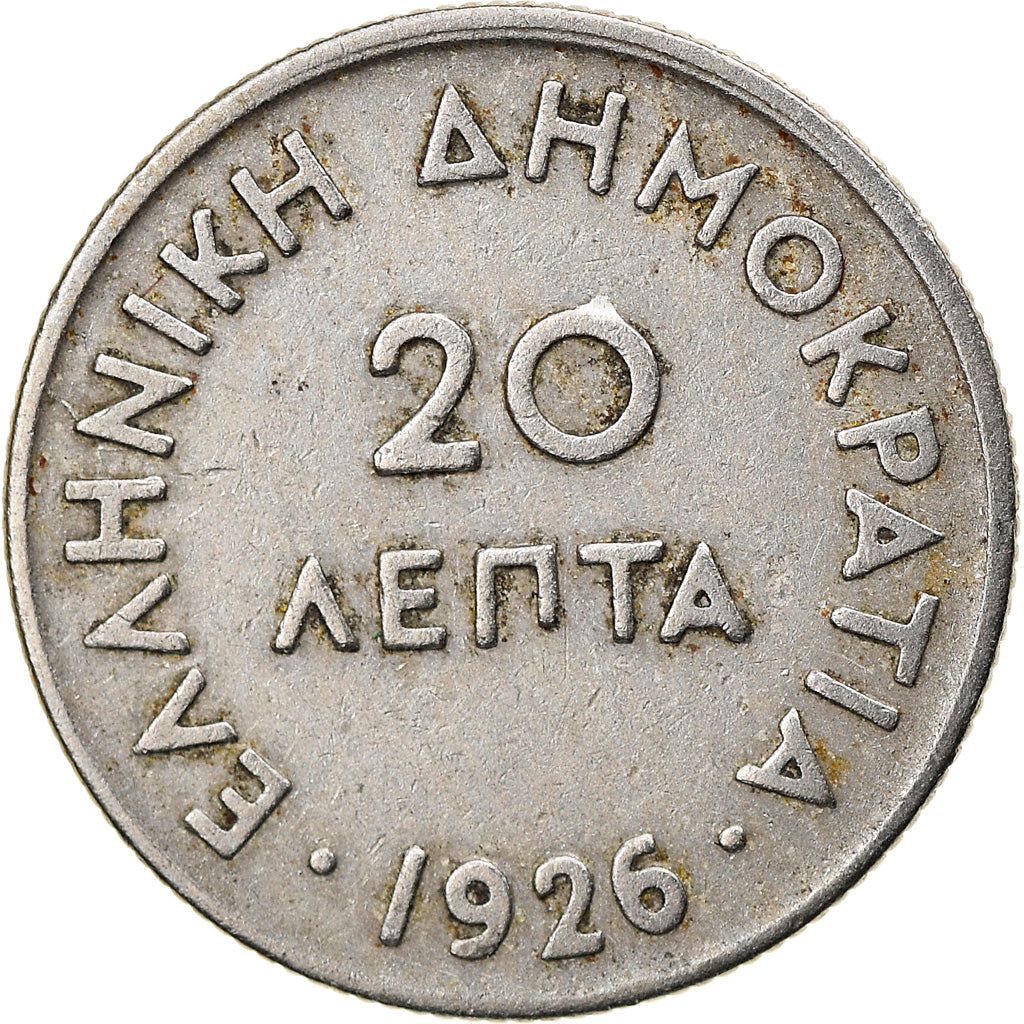 Monnaie, Grèce, 20 Lepta, 1926, TB+, Copper-nickel, KM:67