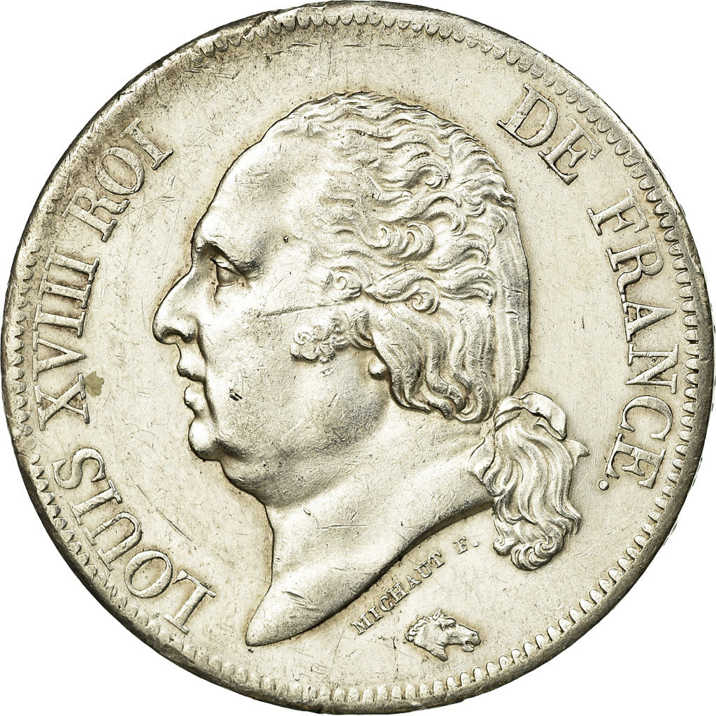 Coin, France, Louis XVIII, Louis XVIII, 5 Francs, 1819, Paris, AU(50-53)