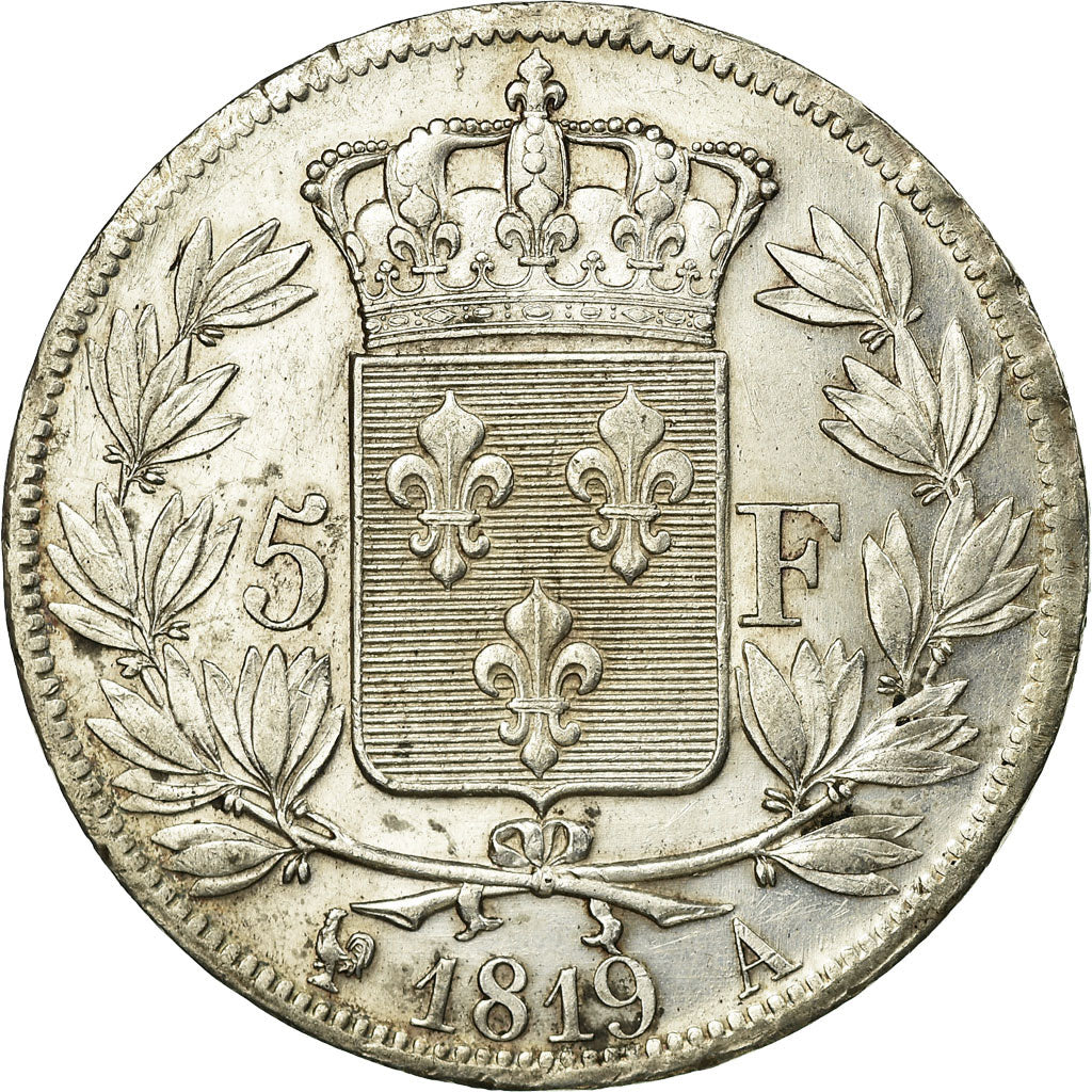 Coin, France, Louis XVIII, Louis XVIII, 5 Francs, 1819, Paris, AU(50-53)