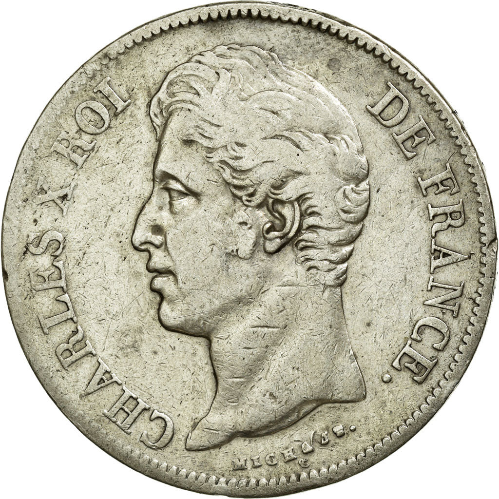 Coin, France, Charles X, 5 Francs, 1828, Nantes, VF(30-35), Silver, KM:728.12