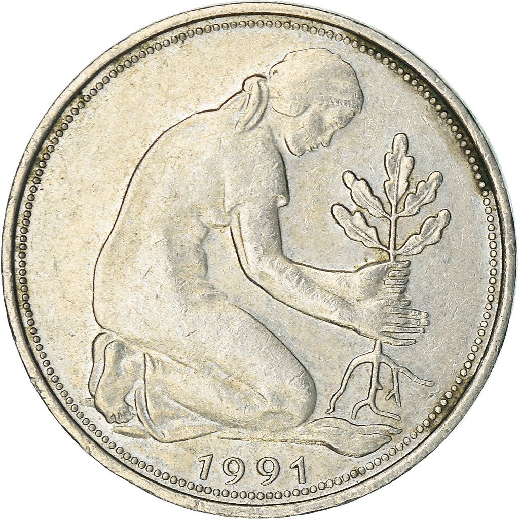 Munten, Federale Duitse Republiek, 50 Pfennig, 1991, Karlsruhe, ZF