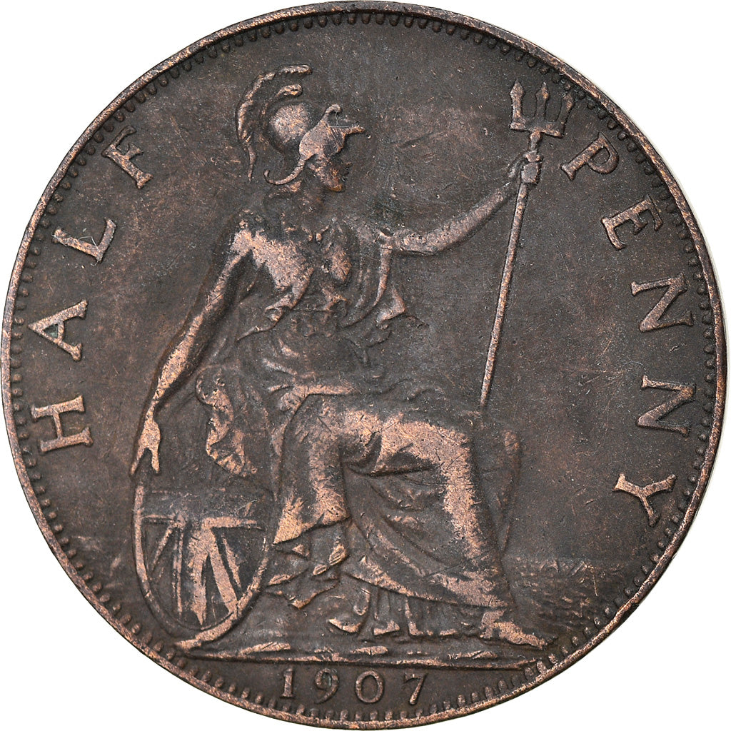 Moneta, Gran Bretagna, Edward VII, 1/2 Penny, 1907, MB+, Bronzo, KM:793.2