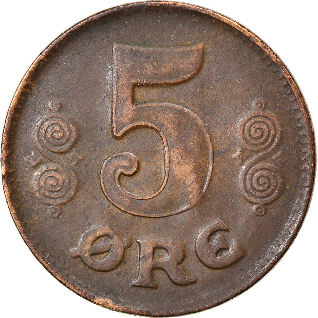 Munten, Denemarken, Christian X, 5 Öre, 1919, Copenhagen, FR+, Bronze, KM:814.2