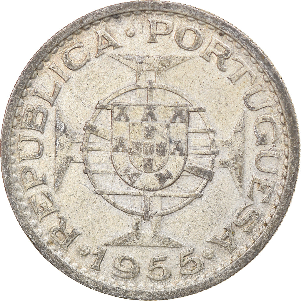 Coin, Mozambique, 20 Escudos, 1955, VF(30-35), Silver, KM:80