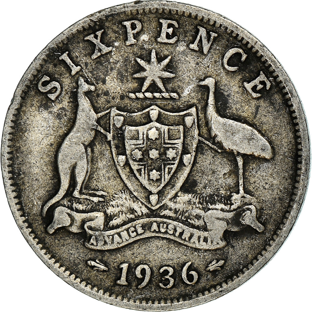 Münze, Großbritannien, George V, 6 Pence, 1936, S+, Silber, KM:832