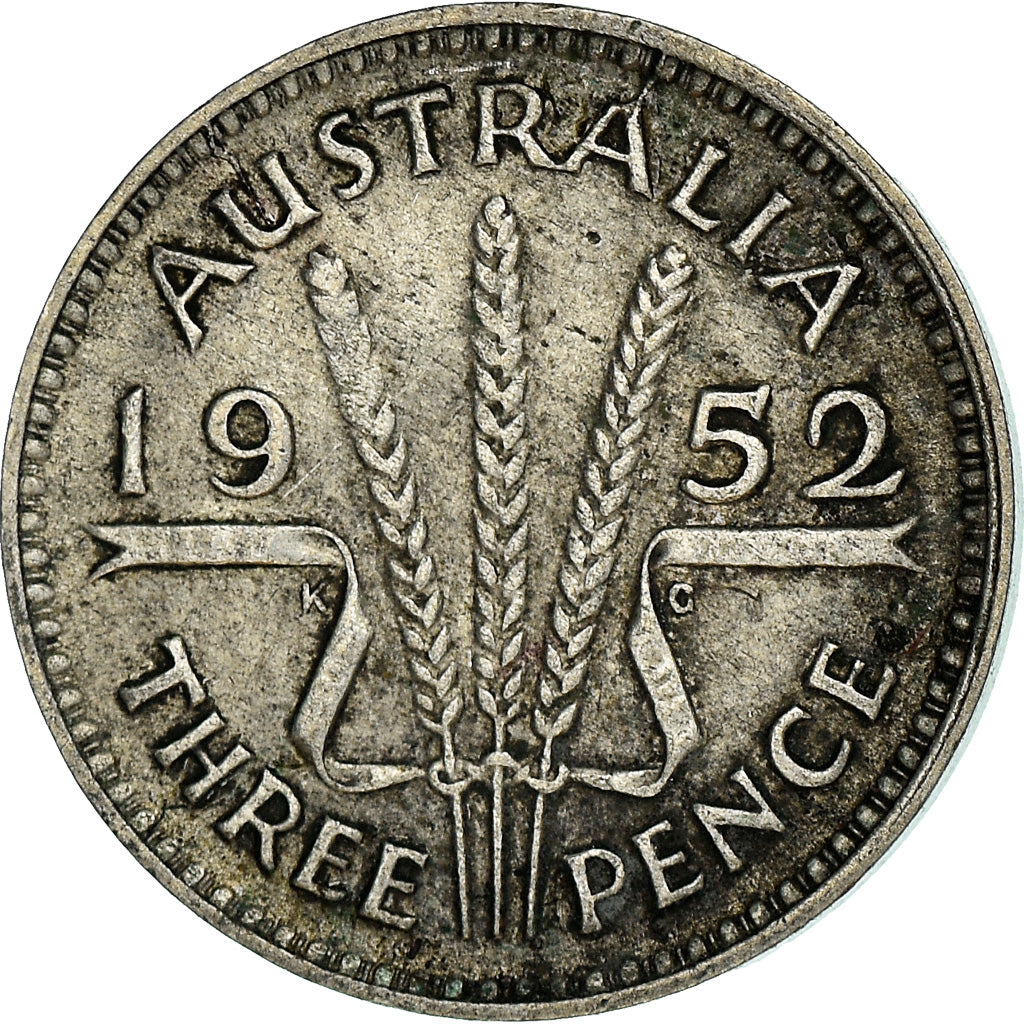 Coin, Australia, George VI, Threepence, 1952, Melbourne, EF(40-45), Silver