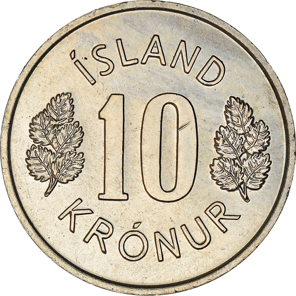 Moeda, Islândia, 10 Kronur, 1975, EF(40-45), Cobre-níquel, KM:15