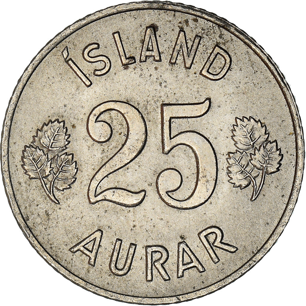 Moneda, Islandia, 25 Aurar, 1965, MBC, Cobre - níquel, KM:11