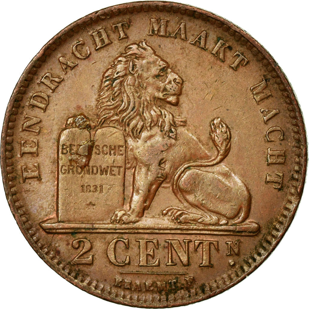 Coin, Belgium, Albert I, 2 Centimes, 1919, AU(55-58), Copper, KM:65