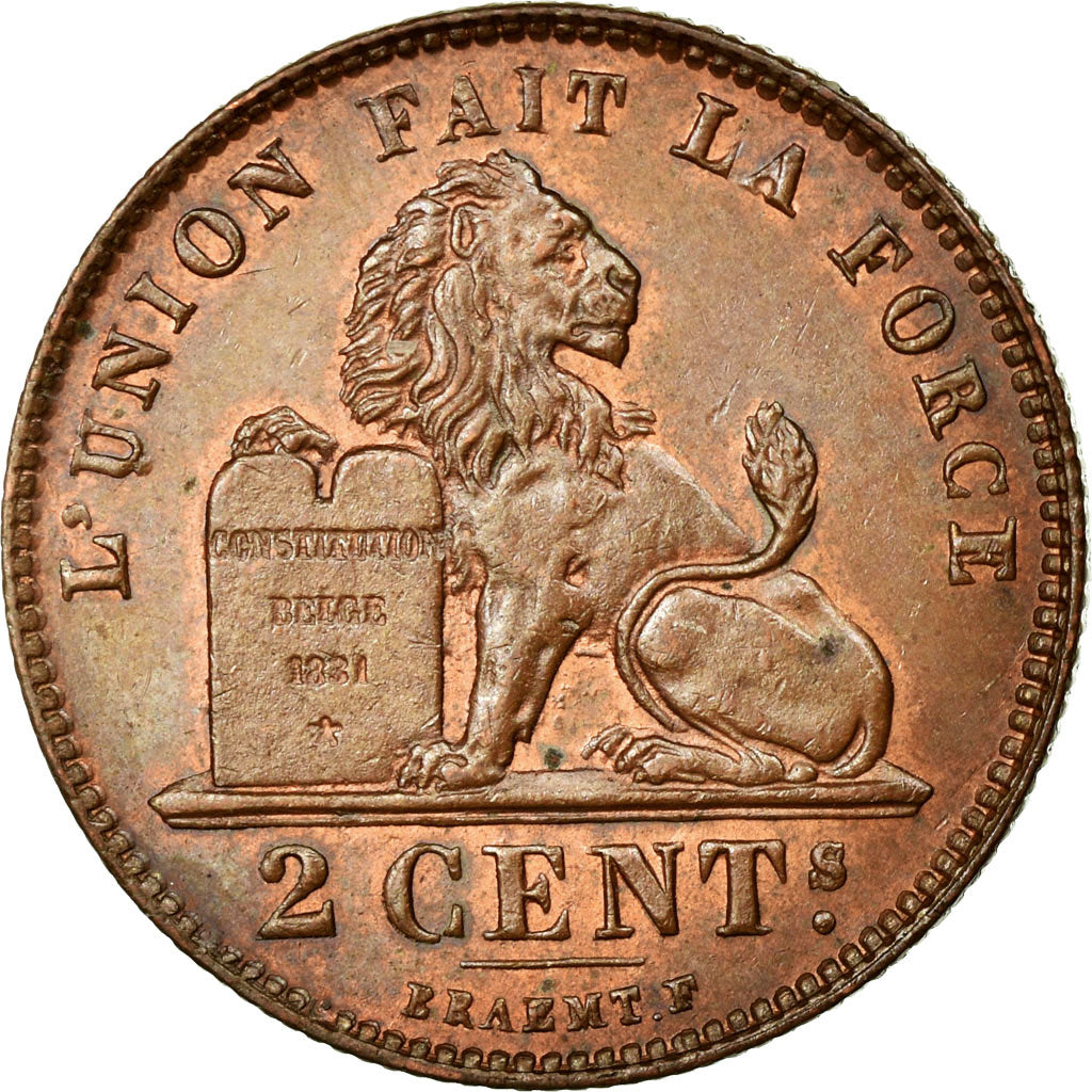 Moneta, Belgia, Albert I, 2 Centimes, 1919, Miedź, KM:64