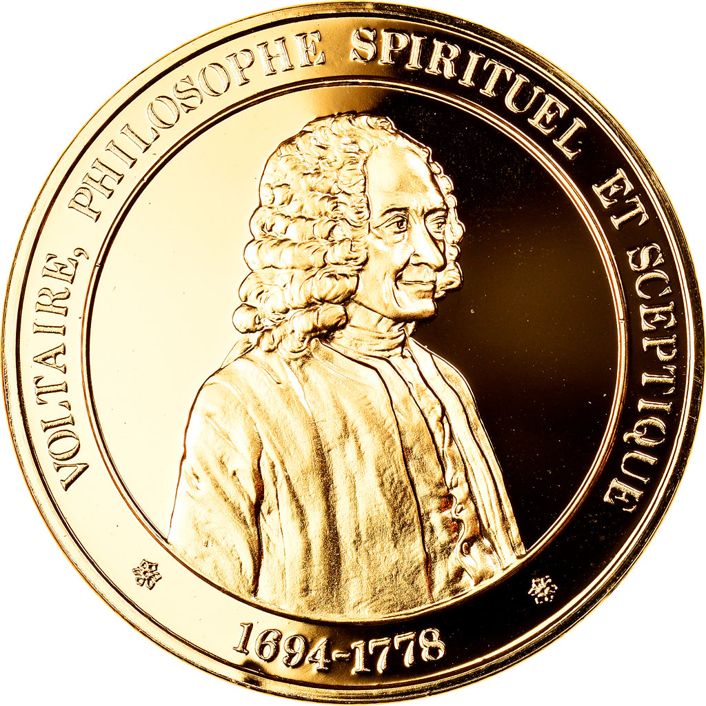 France, Medal, Voltaire, philosophe des Lumières, History, MS(65-70), Vermeil
