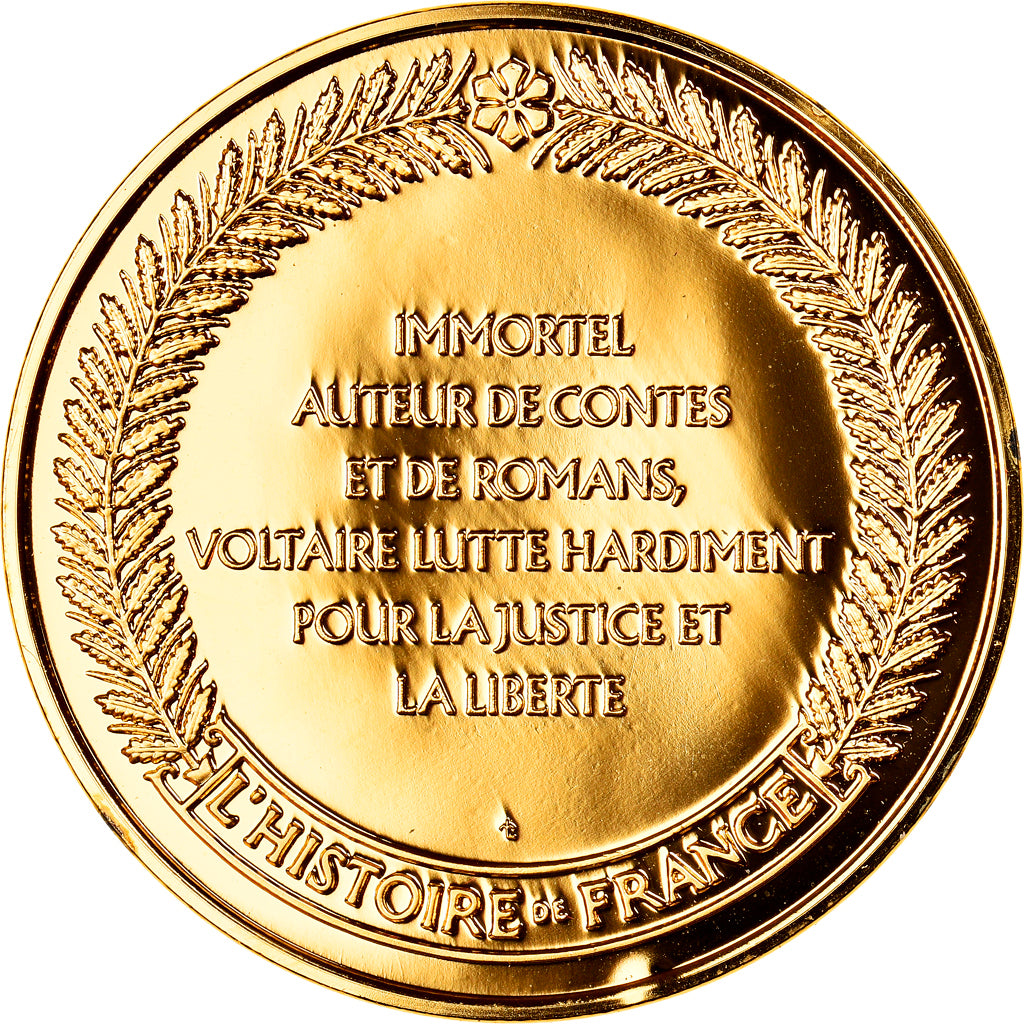 France, Medal, Voltaire, philosophe des Lumières, History, MS(65-70), Vermeil