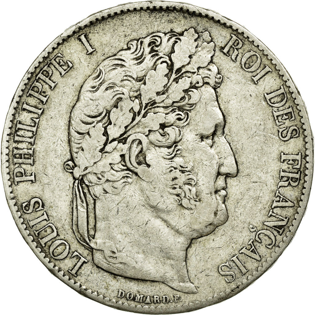 Moneda, Francia, Louis-Philippe, 5 Francs, 1845, Paris, MBC, Plata, KM:749.1