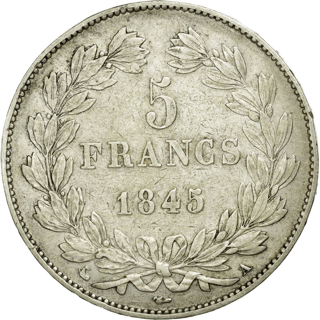 Moneda, Francia, Louis-Philippe, 5 Francs, 1845, Paris, MBC, Plata, KM:749.1