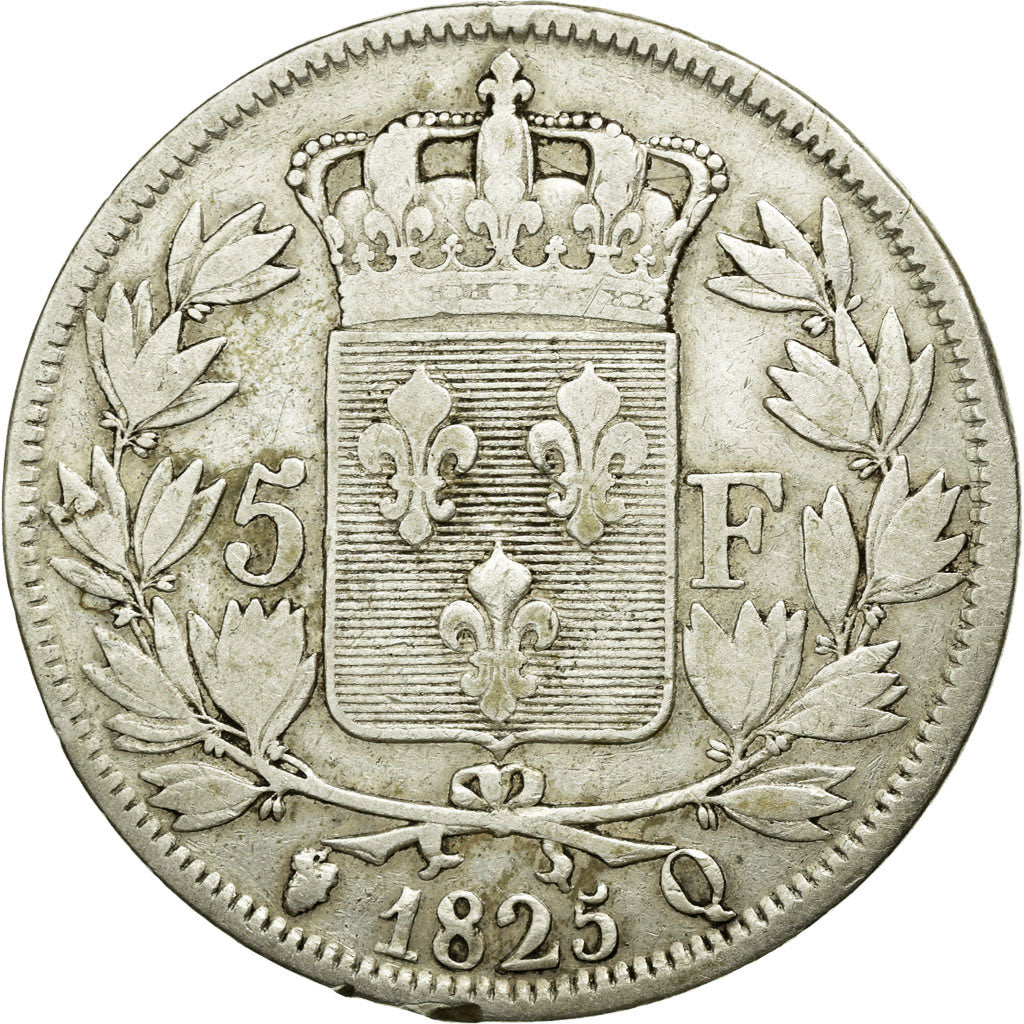 Coin, France, Charles X, 5 Francs, 1825, Perpignan, VF(30-35), Silver