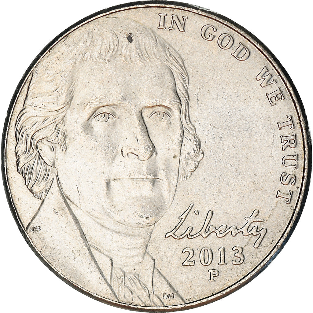 Coin, United States, Jefferson large facing portrait - Enhanced Monticello