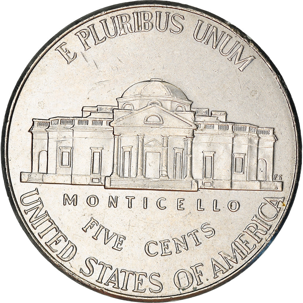 Coin, United States, Jefferson large facing portrait - Enhanced Monticello