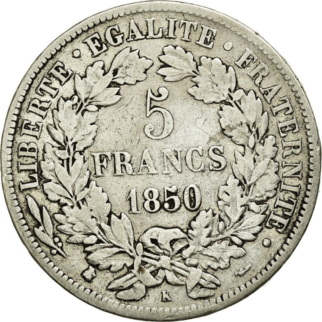 Monnaie, France, Cérès, 5 Francs, 1850, Bordeaux, TB+, Argent, KM:761.3