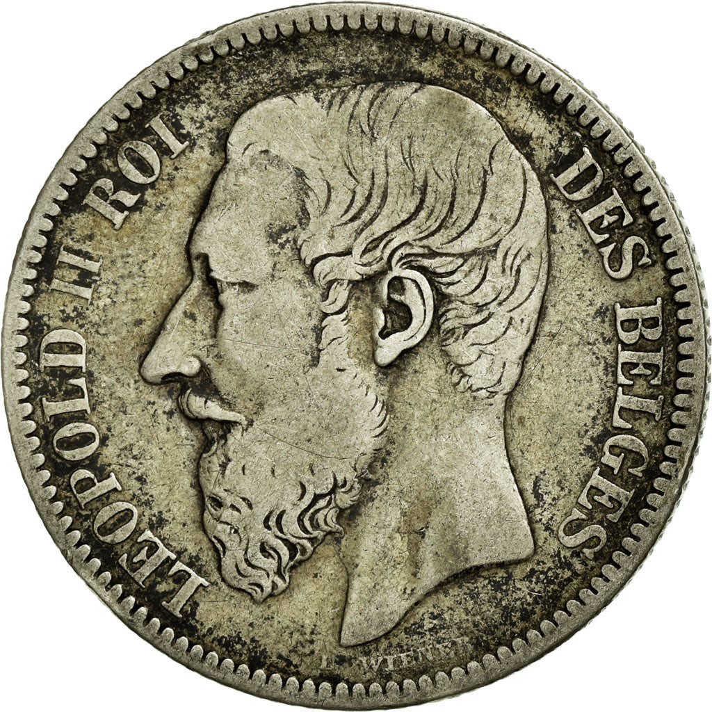 Moneta, Belgia, Leopold II, 2 Francs, 2 Frank, 1866, VF(30-35), Srebro, KM:30.1