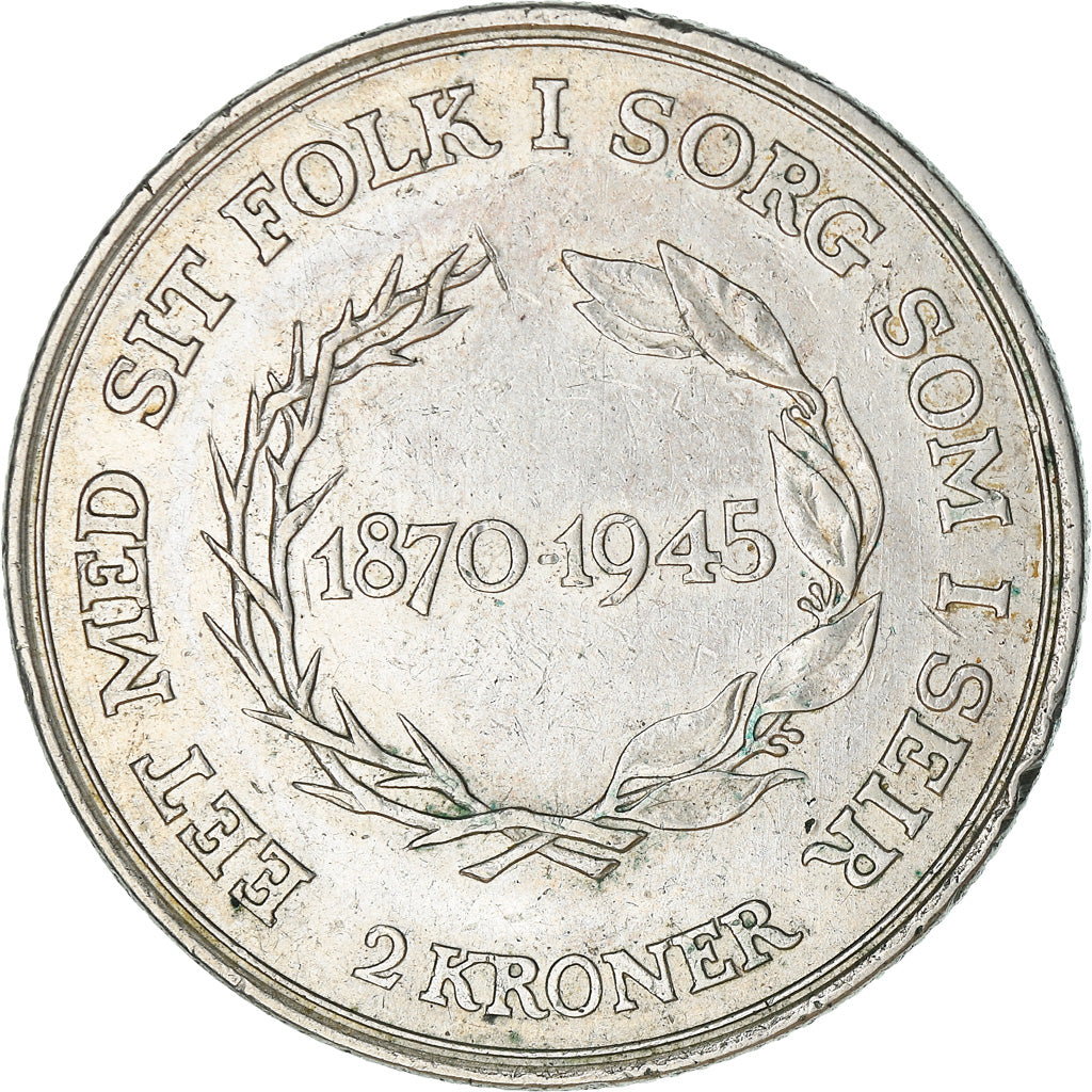Moeda, Dinamarca, Christian X, 2 Kroner, 1945, Copenhagen, EF(40-45), Prata