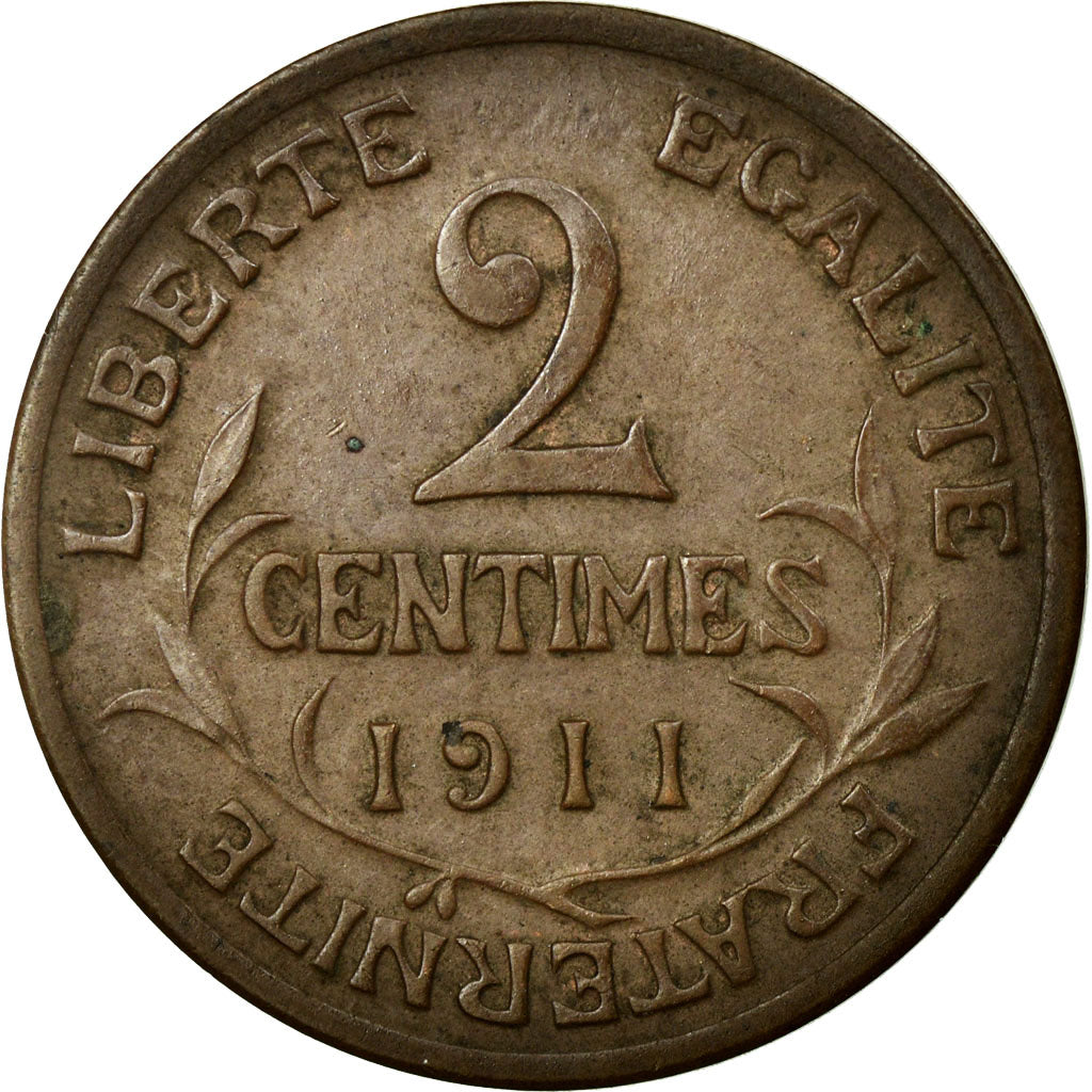 Coin, France, Dupuis, 2 Centimes, 1911, EF(40-45), Bronze, KM:841, Gadoury:107