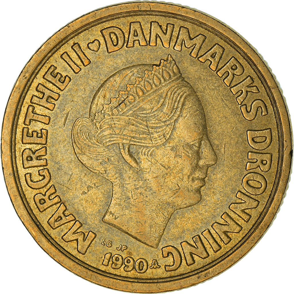 Coin, Denmark, Margrethe II, 20 Kroner, 1990, Copenhagen, EF(40-45)