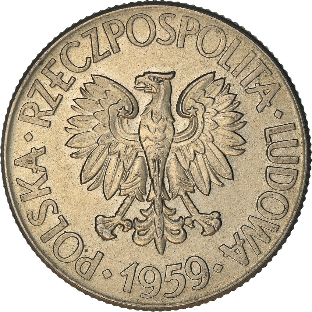 Munten, Polen, 10 Zlotych, 1959, Warsaw, ZF, Copper-nickel, KM:51