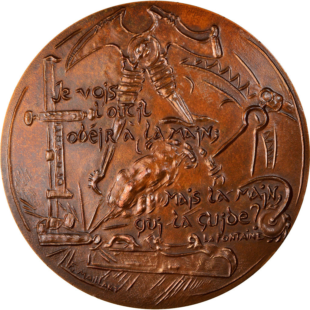 France, Medal, La Main et l'Outil, La Fontaine, Arts & Culture, 1986, Maillart