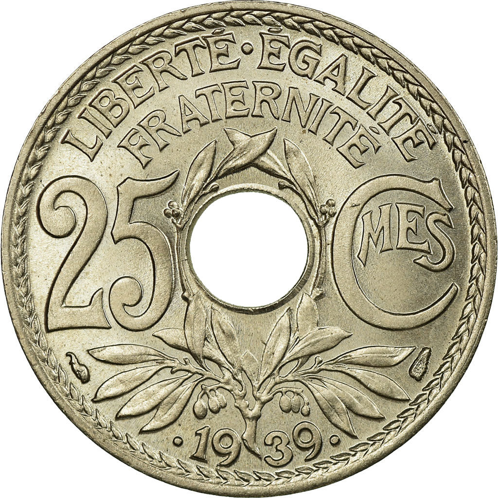 Coin, France, Lindauer, 25 Centimes, 1939, MS(60-62), Nickel-Bronze, KM:867b