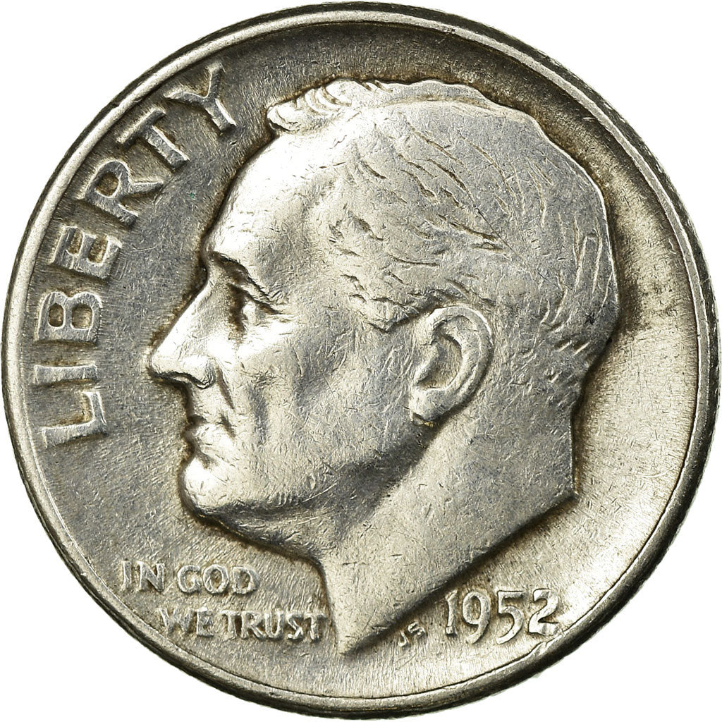Coin, United States, Roosevelt Dime, Dime, 1952, U.S. Mint, Philadelphia