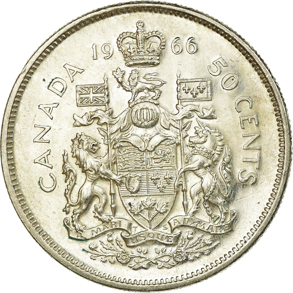 Coin, Canada, Elizabeth II, 50 Cents, 1966, Royal Canadian Mint, Ottawa