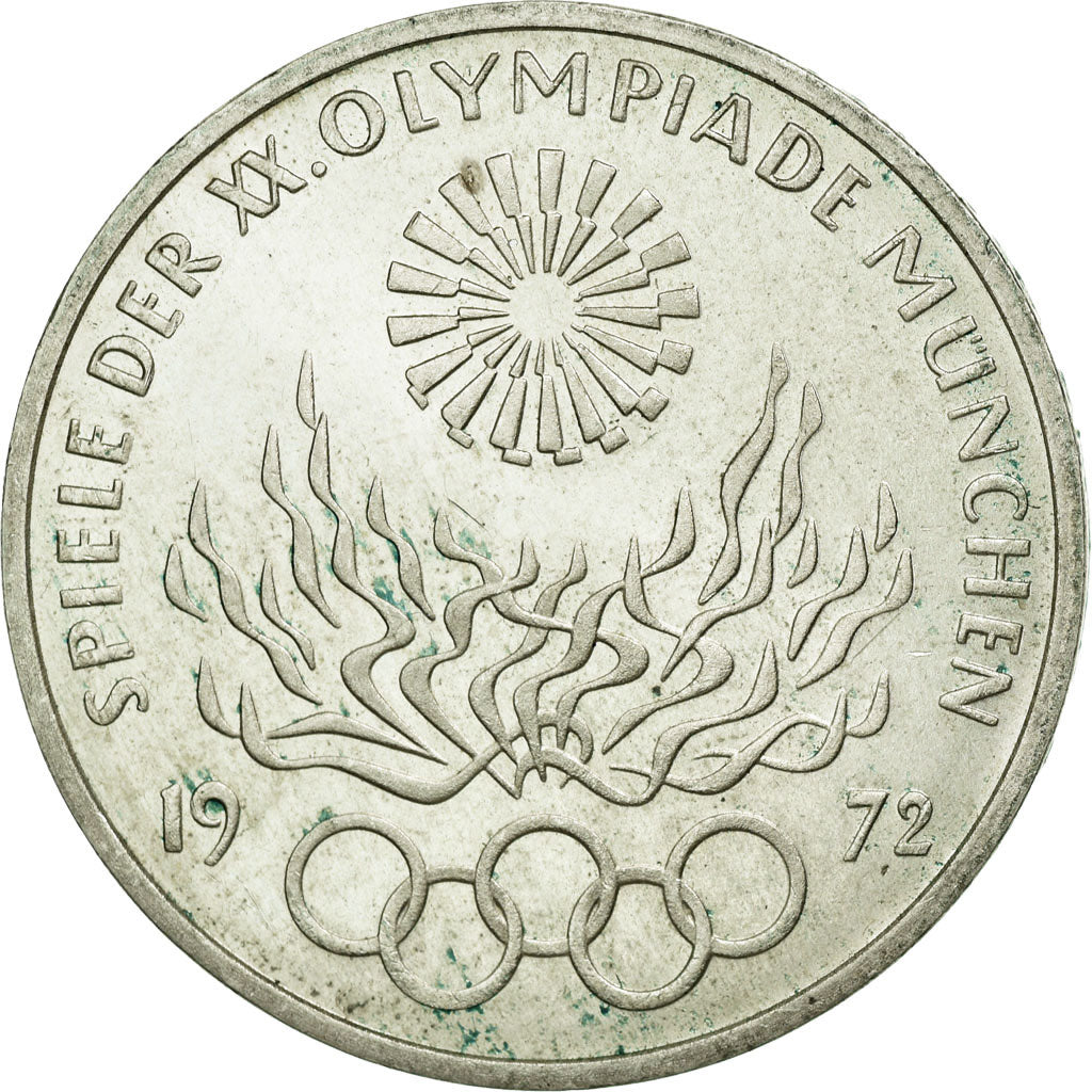 Moneta, Niemcy - RFN, 10 Mark, 1972, Stuttgart, AU(55-58), Srebro, KM:135