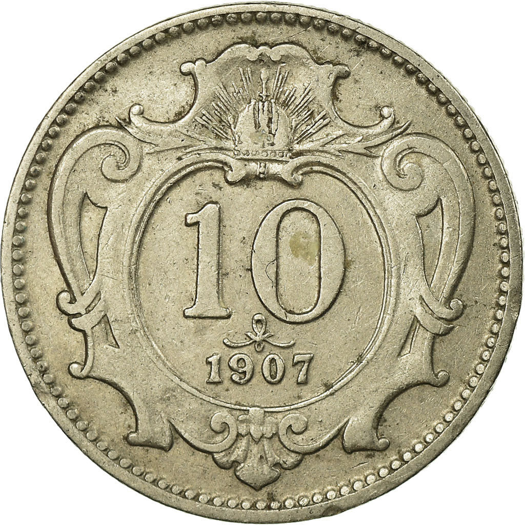 Moneta, Austria, Franz Joseph I, 10 Heller, 1907, EF(40-45), Nikiel, KM:2802