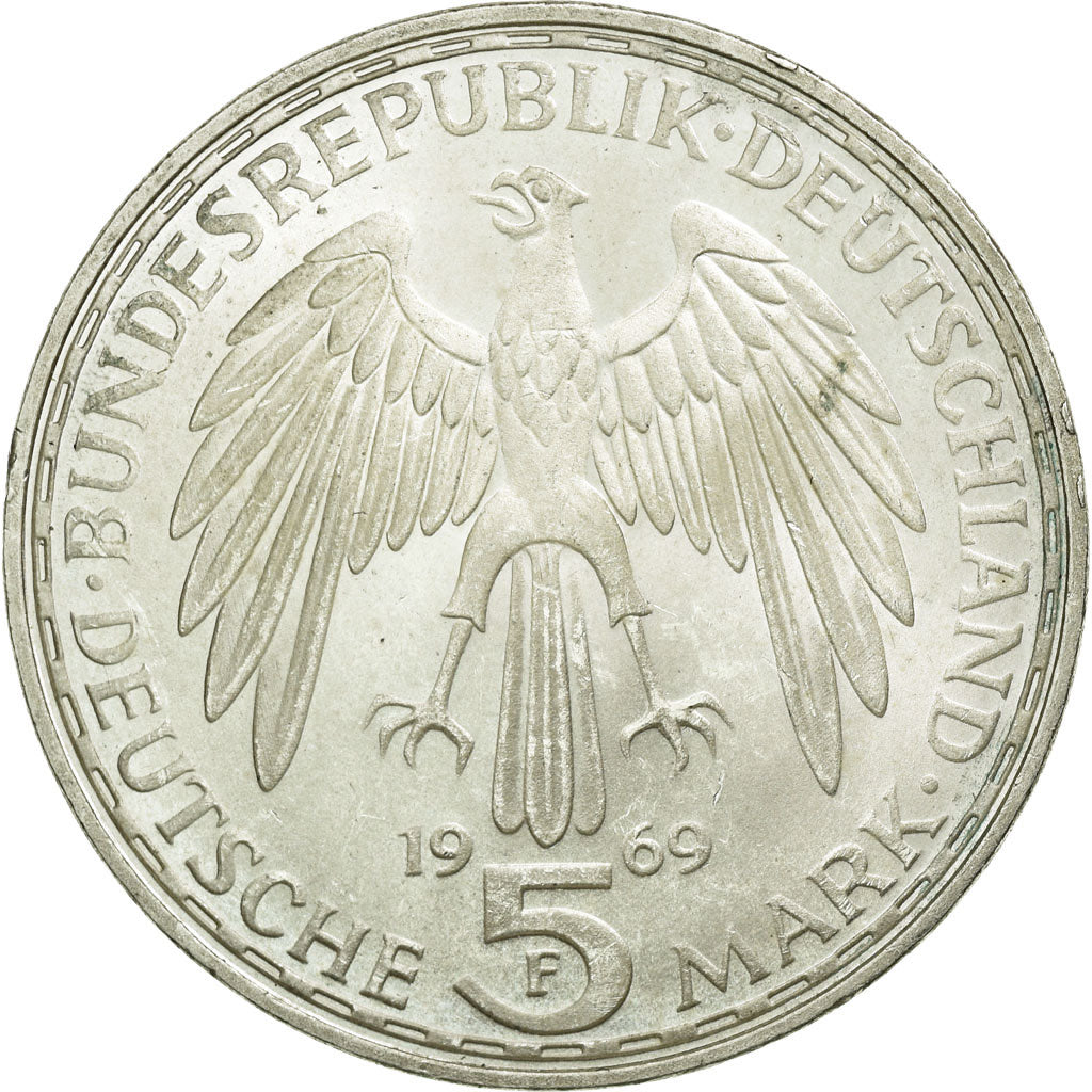 Coin, GERMANY - FEDERAL REPUBLIC, 5 Mark, 1969, Stuttgart, Germany, MS(60-62)