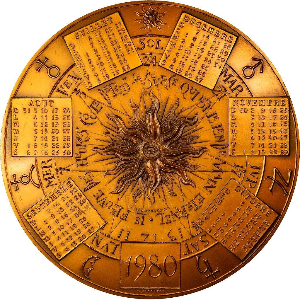 France, Médaille, Calendrier, Musée de Bavière, Munich, 1980, Javaudin, SPL+