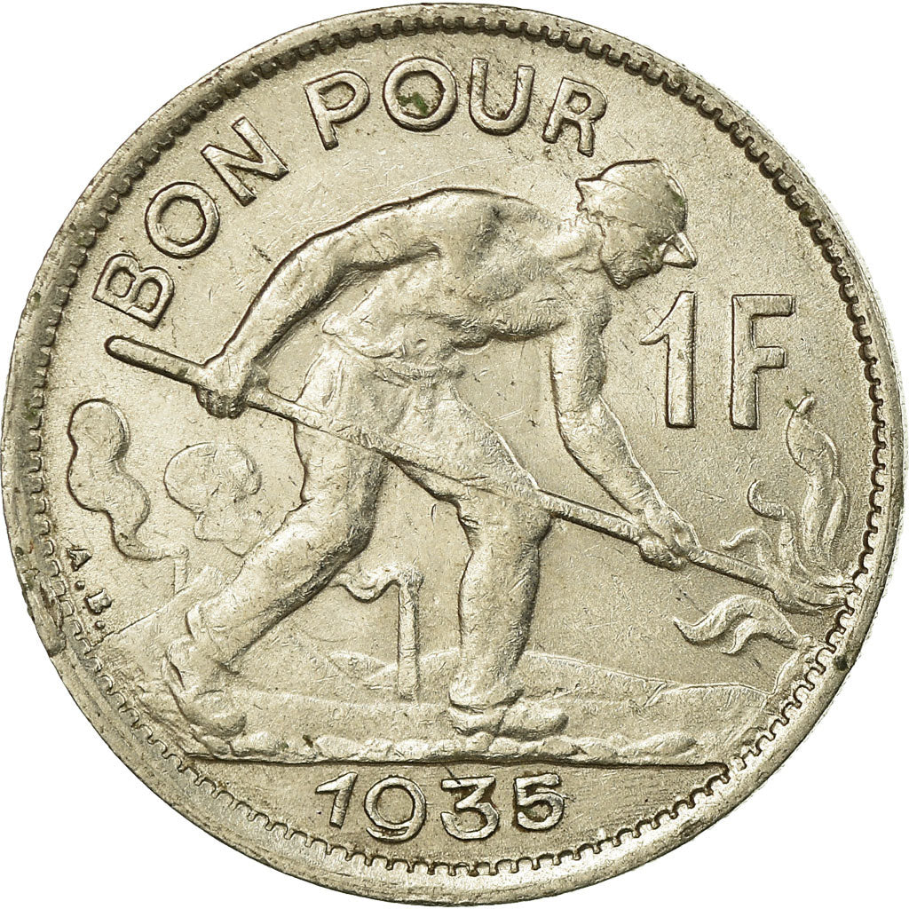 Coin, Luxembourg, Charlotte, Franc, 1935, EF(40-45), Nickel, KM:35