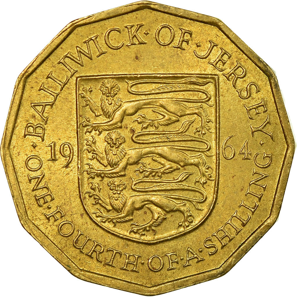 Moneta, Jersey, Elizabeth II, 1/4 Shilling, 3 Pence, 1964, BB, Nichel-ottone