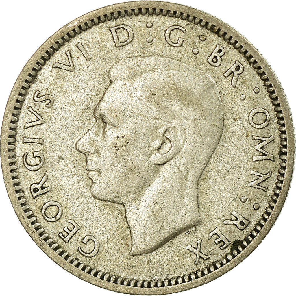 Munten, Groot Bretagne, George VI, 6 Pence, 1944, FR+, Zilver, KM:852