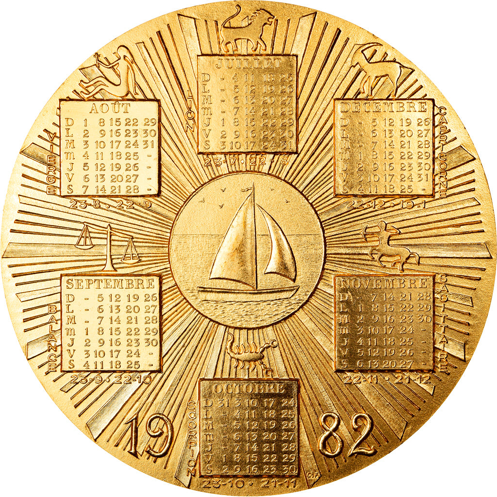 France, Medal, Calendrier, Sous les Signes du Zodiaque, 1982, Fourbé, MS(64)