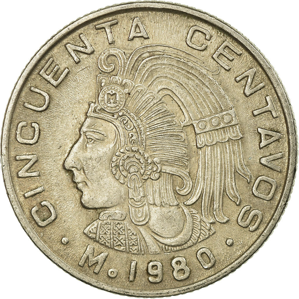 Moneta, Mexico, 50 Centavos, 1980, Mexico City, EF(40-45), Miedź-Nikiel, KM:452