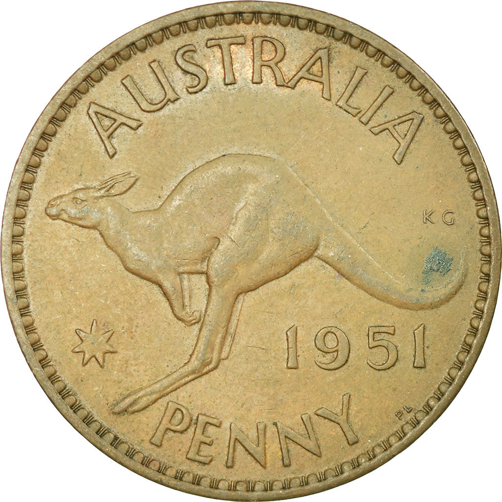 Moneta, Australia, George VI, Penny, 1951, EF(40-45), Bronze, KM:43