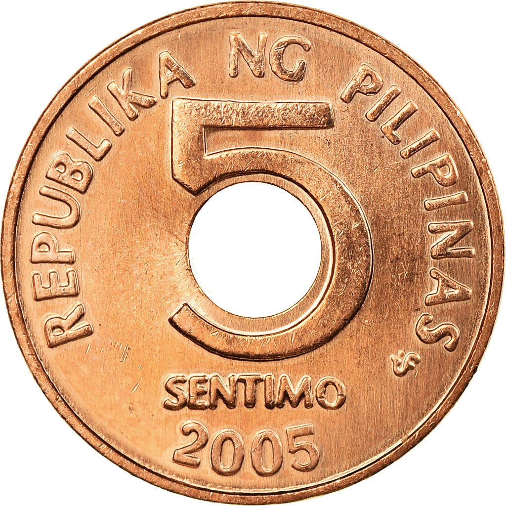 Coin, Philippines, 5 Sentimos, 2005, MS(63), Copper Plated Steel, KM:268